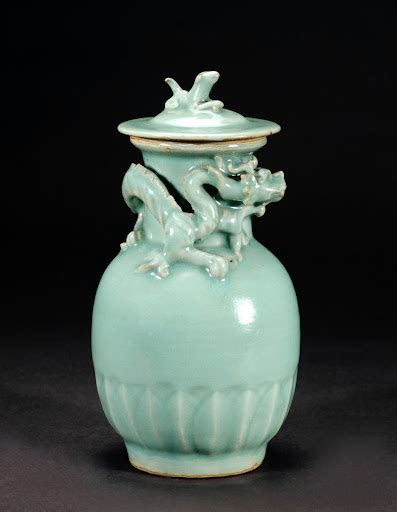 Lidded Jar With Applied Dragon Form And Finial In The Shape Of A Tiger