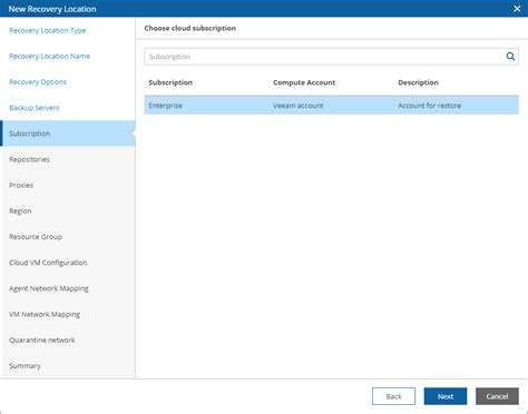 Step 5 Choose Cloud Subscription Veeam Recovery Orchestrator User Guide