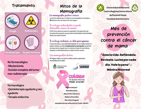 Folleto cancer de mama Mes de prevención contra el cáncer de mama