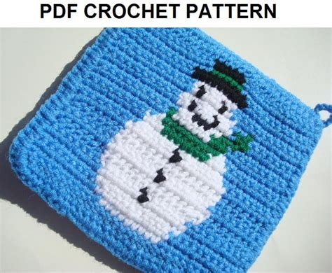 Snowman Potholder Pdf Crochet Pattern Christmas T Pot Etsy