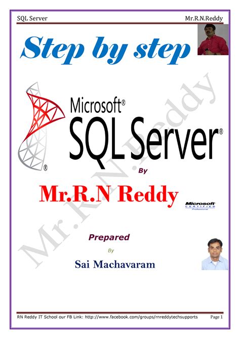 Sql Server By Rn Reddy Practice Material Step By Step By Mrr Reddy