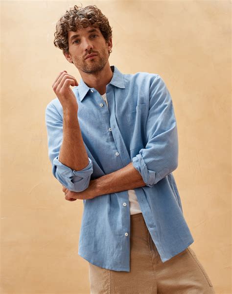 Sky Blue Linen Shirt Mens Linen Shirts Brora Online