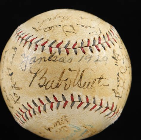 Babe Ruth Lou Gehrig Tony Lazzeri Earle Combs Yankees Baseball Team Signed By