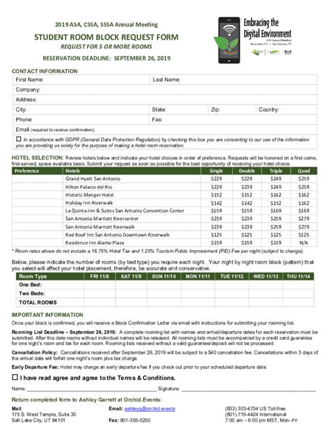 Fillable Online STUDENT ROOM BLOCK REQUEST FORM Fax Email Print PdfFiller