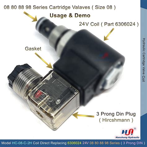 Solenoid Valve Coil Fit Hydra Force 6306024 3 Prong Din Connector 24v