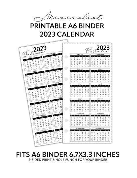 Minimalist Printable 2023 Calendar Sheet - Etsy