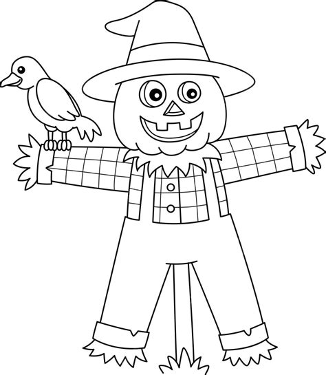 Scarecrow Halloween Coloring Page Isolated Color Coloring Character