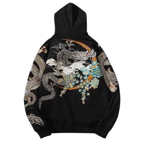 Classic Phoenix And Japanese Dragon Embroidered Sukajan Hoodie