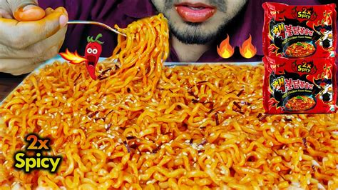 2x Spicy Samyang Fire Noodles Challenge 🔥🥵 Extremely Spicy Noodles 😭