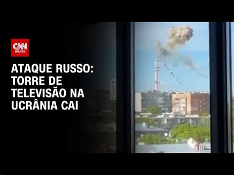 Vídeo Torre de TV despenca na Ucrânia ao ser atingida por ataque russo