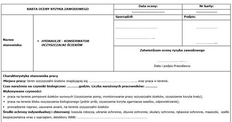 Hydraulik Konserwator Oczyszczalni Ciek W Orz W Zwi Zku Z