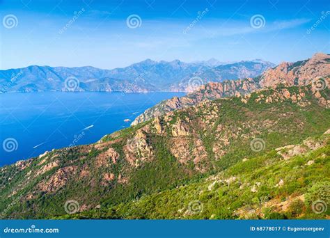 Coastal Landscape Of Corsica With Rocks Stock Image Image Of Horizon