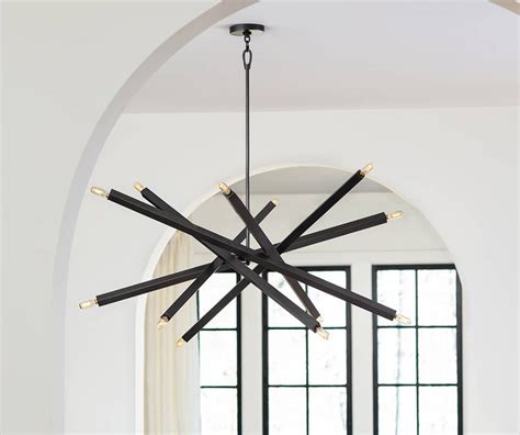 Modern Black Bedroom Chandelier Minimalist Sputnik Double Ended Arms