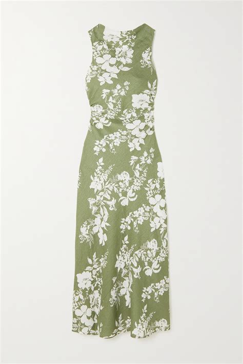 Reformation Casette Graphic Print Midi Dress In Green ModeSens