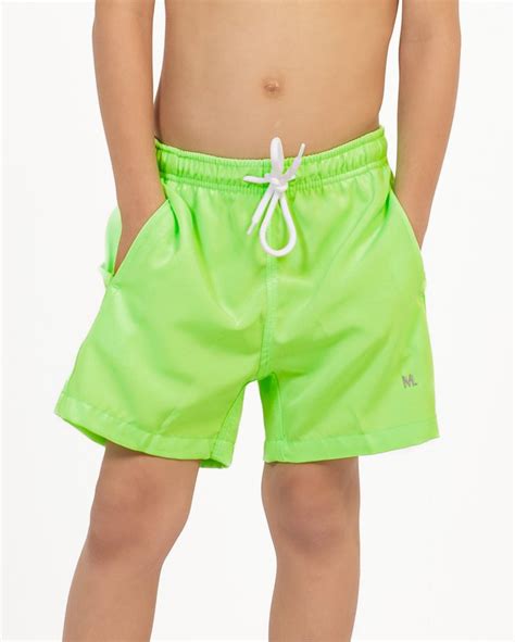 Shorts Masculino Infantil Mash De Tactel Verde Neon Guaili