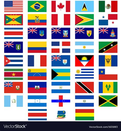 Flags of the countries of america Royalty Free Vector Image