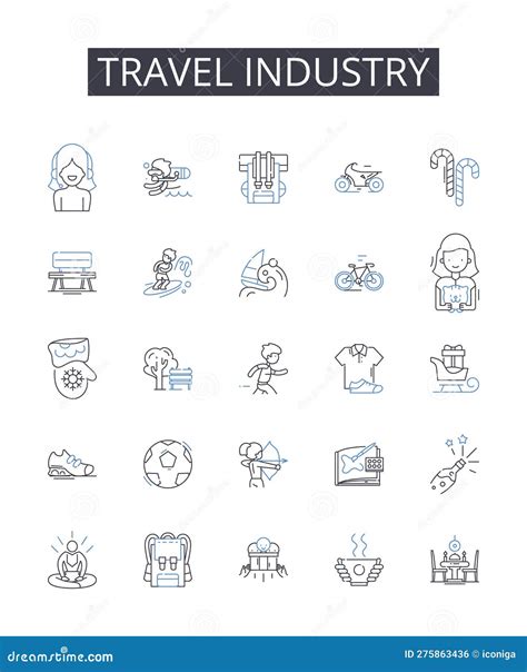 Travel Sector Linear Icons Set Adventure Backpacking Beaches Budget