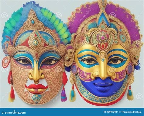 Traditional Masks of Sri Lanka Designed Using Ai Stock Illustration ...