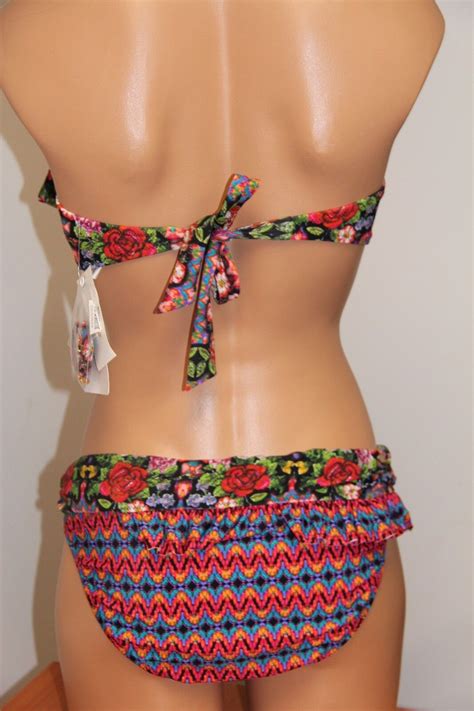 Nwt Jessica Simpson Swimsuit Bikini Pc Set Sz S Bandeau Strap Ebay