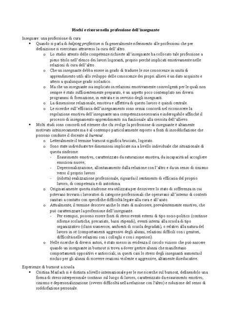 Rischi E Risorse Nella Professione Dell Insegnante Rischi E