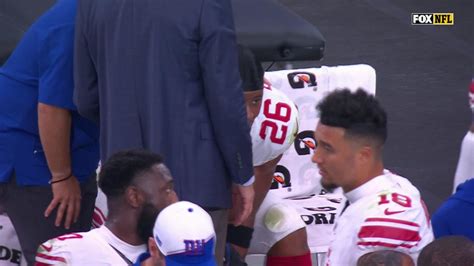 New York Giants Running Back Saquon Barkley Slams Helmet To Ground On