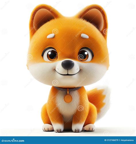 A Cartoon Fox Sitting on a White Surface Stock Illustration ...