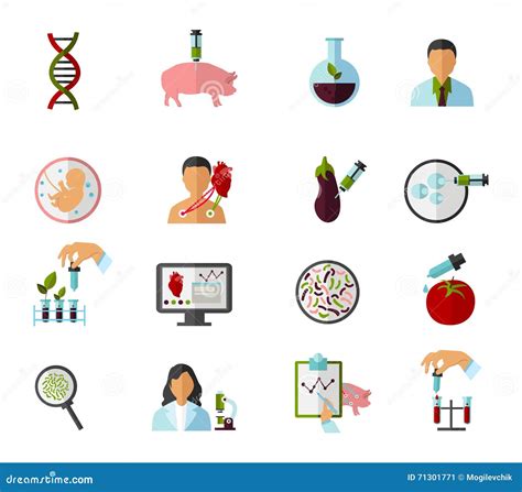 Colored Biotechnology Icon Set Stock Vector Illustration Of