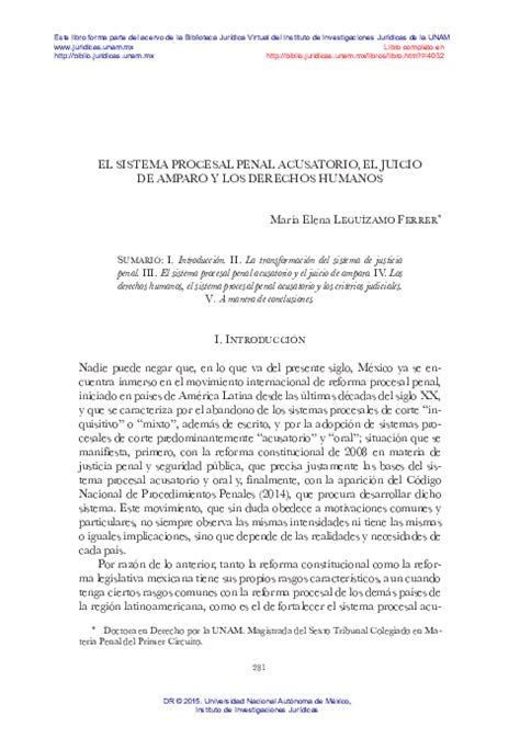 Pdf El Sistema Procesal Penal Acusatorio El Juicio De Amparo Y Los