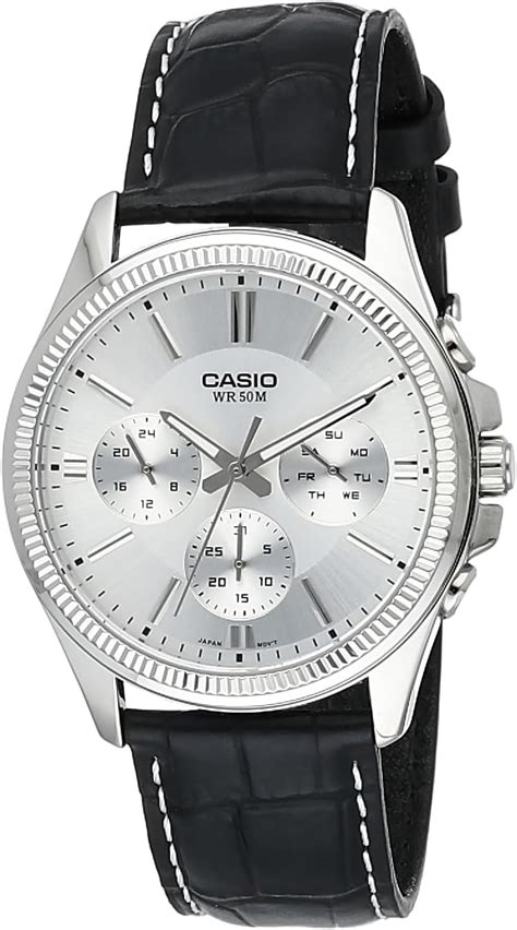 Casio Men S Watch Mtp L Avdf Silver Dial Black Band Buy Online