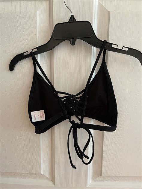 Xhilaration Black Triangle Strappy Back Bikini Top Womens Sz Medium