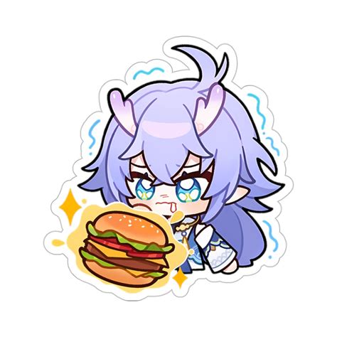 Honkai Star Rail Chibi Bailu Burger Waterproof Sticker Etsy Israel