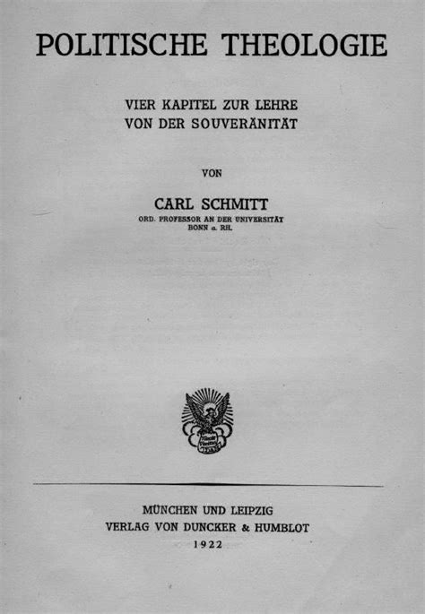 The Title Page Of Carl Schmitts 1922 Political Theology Download