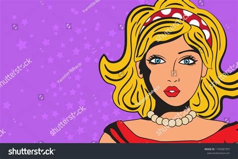 Pop Art Blond Woman Comic Woman Vector De Stock Libre De Regalías