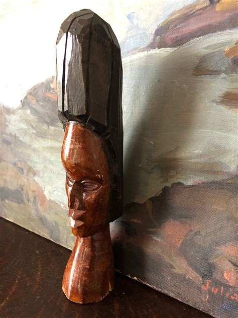 Vintage Jamaican Wood Carving Tiki Head Vintage Folk Art Hand | Etsy