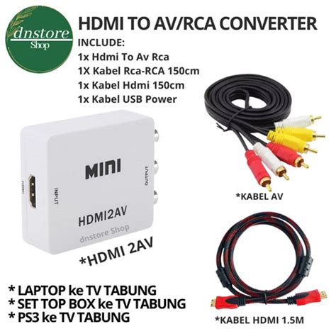 Jual KABEL HDMI TO RCA LAPTOP KE TV Tabung HdMi2 AV Kabel HDMI RCA LR