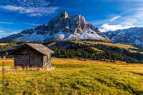 Stunning View Of Peitlerkofel Mountain From Passo Delle Erbe In