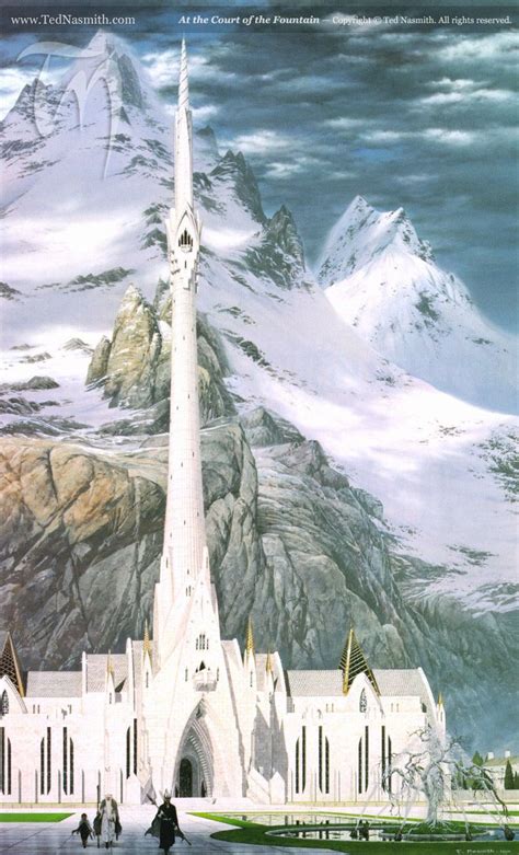 Tolkien The Court Of The Fountain By Ted Nasmith Painting