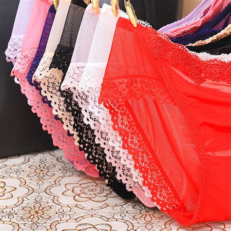 Womens Sexy Panties Lace Sheer Lingerie Briefs Low Waist Soft Seamless