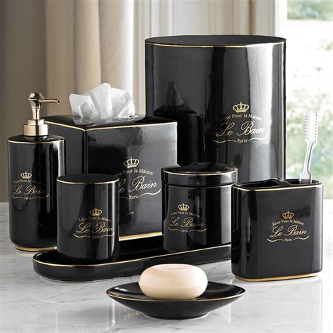 Le Bain Black And Gold Porcelain Bathroom Accessories Eclectic