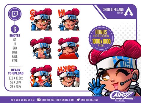 Lifelane Apex Legends Twitch Emotes Pack Chibi Lifelane Apex Legends