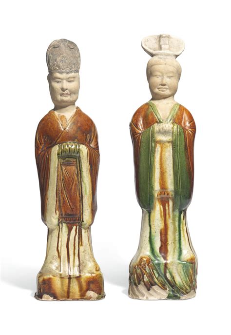 A Chinese Sancai Glazed Figures Of Court Officials Tang Dynasty AD