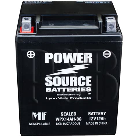 WPX14AH BS Power Source Sealed AGM Motorcycle Battery For Yuasa YTX14AH