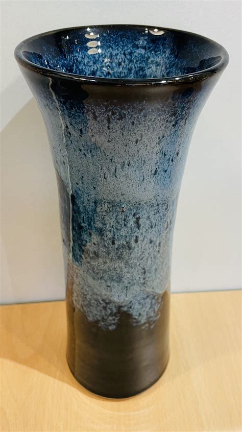 Tall Deep Blue Stoneware Vase Becksteps Gallery