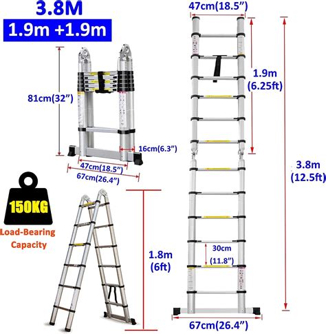 Escalera telescópica de marco A de 125 pies con barra estabilizadora de