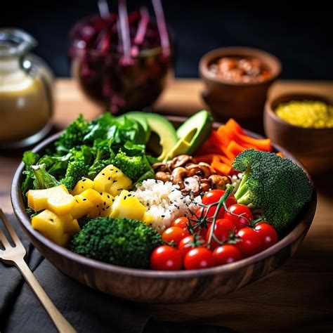 Colorful Vegan Buddha Bowl Premium Ai Generated Image