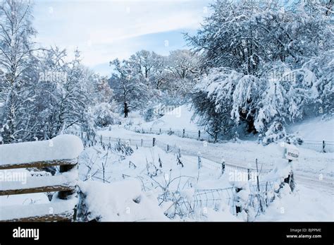 Snow Covered Road In The Scottish Highlands Stock Photo Alamy