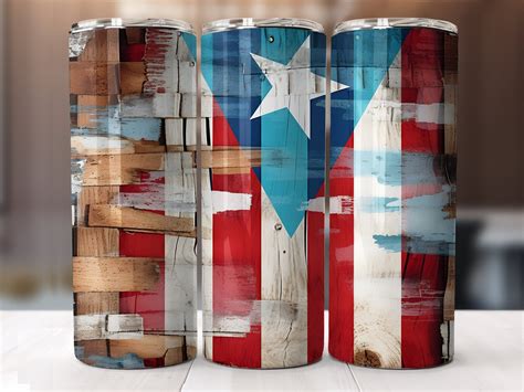 Painted Puerto Rico Flag Wrap For 20oz Skinny Tumblers Sublimation Design Straight And Tapered Png