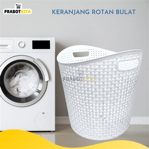 Jual Keranjang Baju Laundry Rotan Putih Sparta Helmut Storage