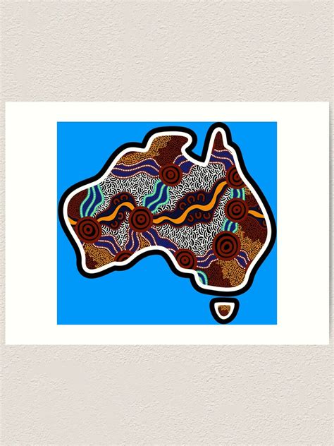 Authentic Aboriginal Art Australia Map Artwork Art Print By