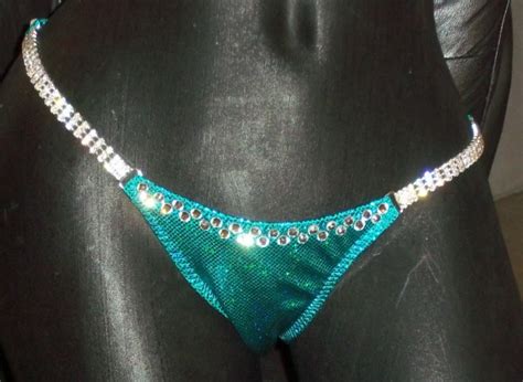 Style Jade Metallic Competition Bikini With Rhinestone Connectors